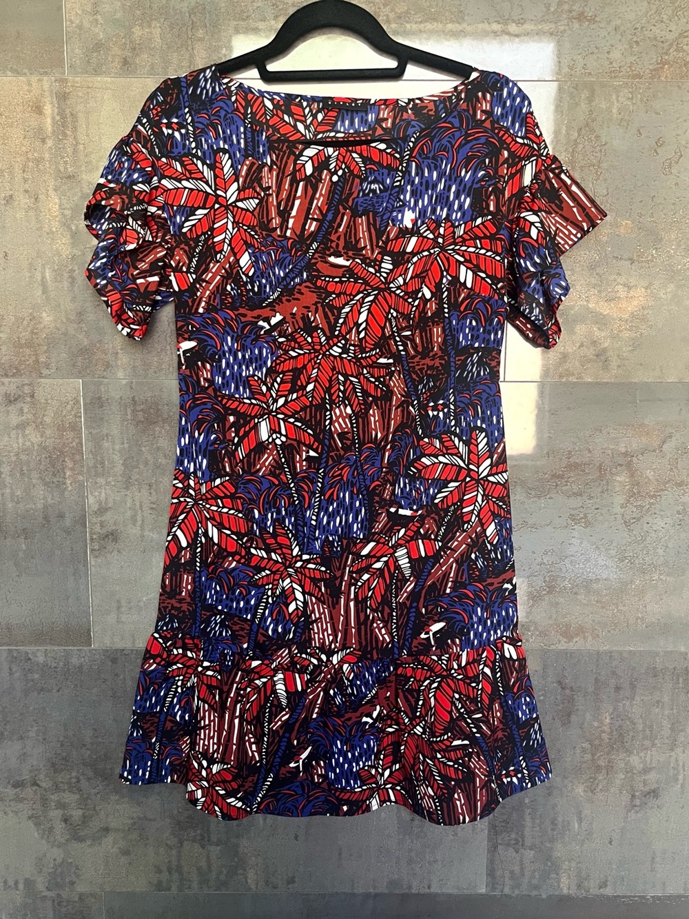 Sisley Multicolor Tropical Printed Flutter Sleeve Dress Size 38